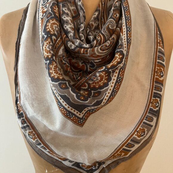 Vintage Rayon Scarf Made in Italy for Strawbridge & Clothier  C. 1970s - Picture 3 of 14